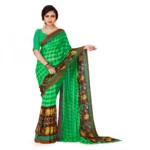 Women's Faux Georgette Saree With Blouse (Green, 5-6Mtrs)