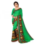 Women's Faux Georgette Saree With Blouse (Green, 5-6Mtrs)
