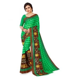 Women's Faux Georgette Saree With Blouse (Green, 5-6Mtrs)