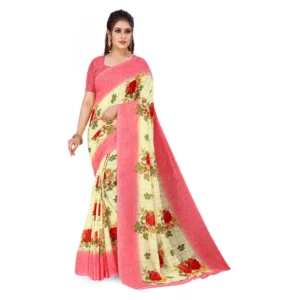 Women's Faux Georgette Saree With Blouse (Pink, 5-6Mtrs)