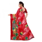 Women's Faux Georgette Saree With Blouse (Red, 5-6Mtrs)