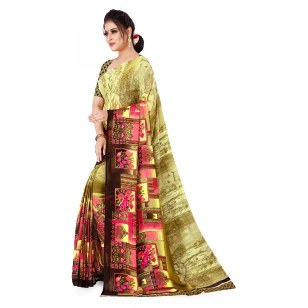 Women's Faux Georgette Saree With Blouse (Beige, 5-6Mtrs)