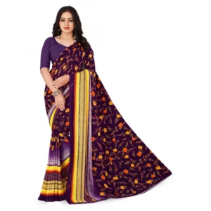 Women's Faux Georgette Saree With Blouse (Purple, 5-6Mtrs)