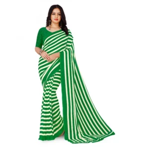 Women's Faux Georgette Saree With Blouse (Green, 5-6Mtrs)