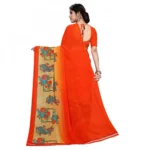 Women's Faux Georgette Saree With Blouse (Orange, 5-6Mtrs)