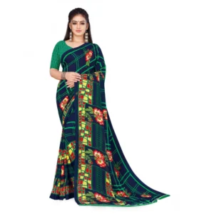Women's Faux Georgette Saree With Blouse (Green, 5-6Mtrs)