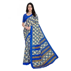 Women's Faux Georgette Saree With Blouse (Blue, 5-6Mtrs)
