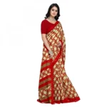 Women's Faux Georgette Saree With Blouse (Red , 5-6Mtrs)