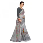 Women's Faux Georgette Saree With Blouse (Grey, 5-6Mtrs)