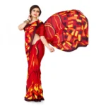 Women's Faux Georgette Saree With Blouse (Red, 5-6Mtrs)