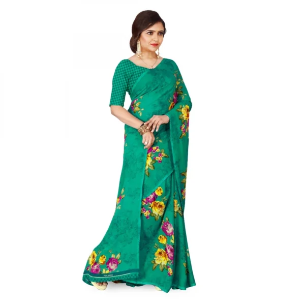Women's Faux Georgette Saree With Blouse (Rama, 5-6Mtrs)