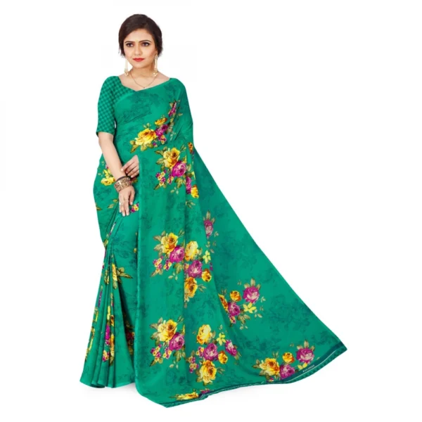 Women's Faux Georgette Saree With Blouse (Rama, 5-6Mtrs)