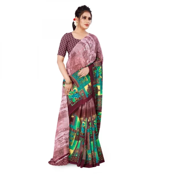 Women's Faux Georgette Saree With Blouse (Purple, 5-6Mtrs)