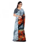Women's Faux Georgette Saree With Blouse (Grey, 5-6Mtrs)