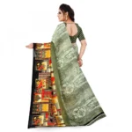 Women's Faux Georgette Saree With Blouse (Green, 5-6Mtrs)
