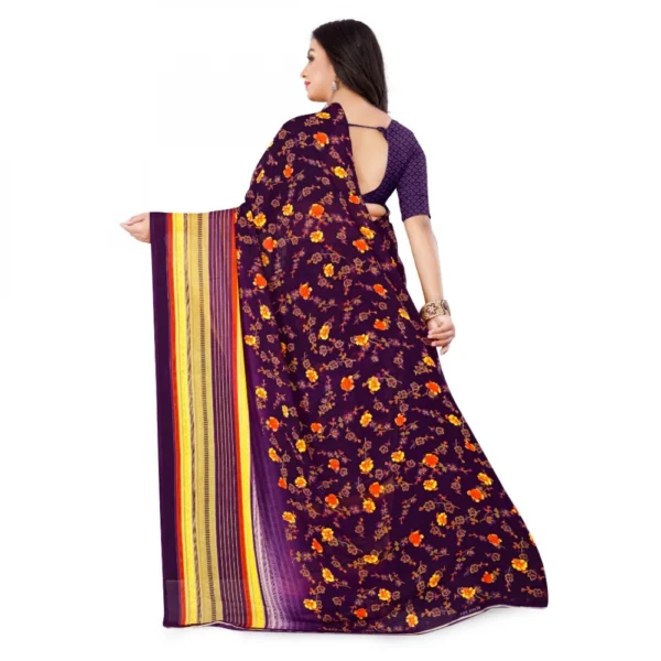 Women's Faux Georgette Saree With Blouse (Purple, 5-6Mtrs)