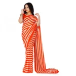 Women's Faux Georgette Saree With Blouse (Orange, 5-6Mtrs)