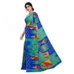 Women's Faux Georgette Saree With Blouse (Blue, 5-6Mtrs)