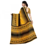 Women's Faux Georgette Saree With Blouse (Yellow, 5-6Mtrs)