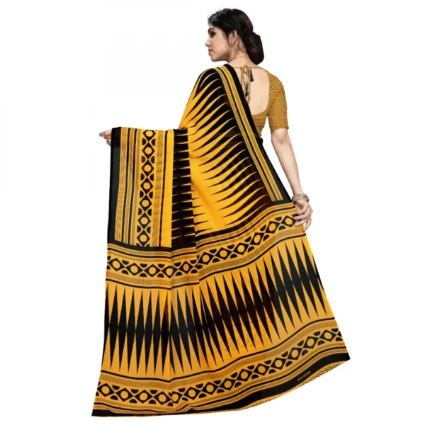 Women's Faux Georgette Saree With Blouse (Yellow, 5-6Mtrs)
