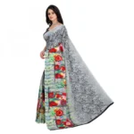 Women's Faux Georgette Saree With Blouse (Grey, 5-6Mtrs)