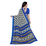 Women's Faux Georgette Saree With Blouse (Blue, 5-6Mtrs)