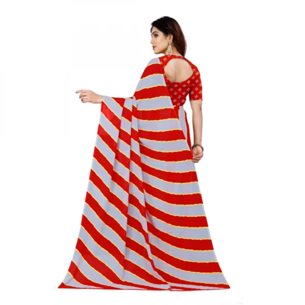 Women's Faux Georgette Saree With Blouse (Red, 5-6Mtrs)