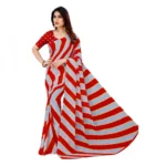 Women's Faux Georgette Saree With Blouse (Red, 5-6Mtrs)