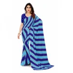 Women's Faux Georgette Saree With Blouse (Blue, 5-6Mtrs)