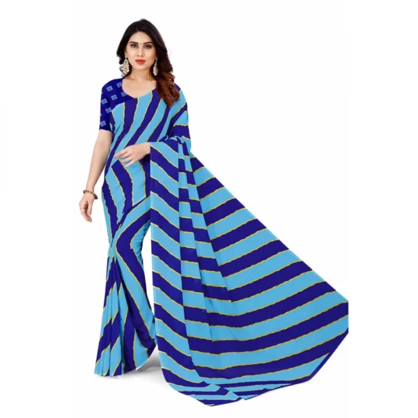 Women's Faux Georgette Saree With Blouse (Blue, 5-6Mtrs)