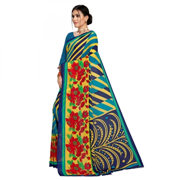 Women's Faux Georgette Saree With Blouse (Multicolor, 5-6Mtrs)