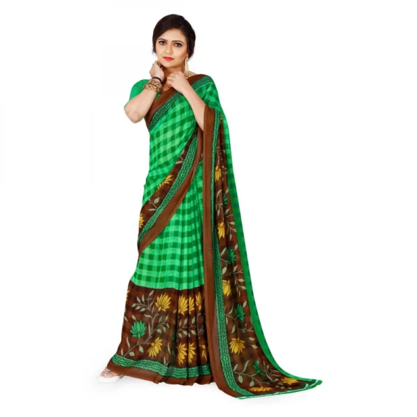 Women's Faux Georgette Saree With Blouse (Green, 5-6Mtrs)