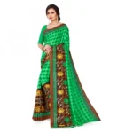Women's Faux Georgette Saree With Blouse (Green, 5-6Mtrs)