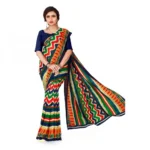 Women's Faux Georgette Saree With Blouse (Multicolor, 5-6Mtrs)