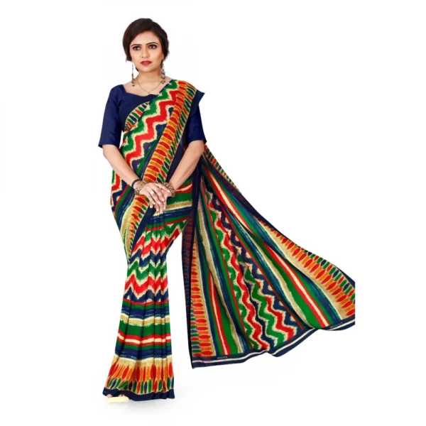 Women's Faux Georgette Saree With Blouse (Multicolor, 5-6Mtrs)