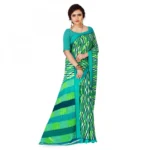 Women's Faux Georgette Saree With Blouse (Green, 5-6Mtrs)