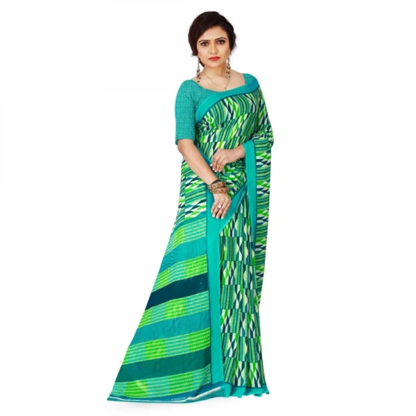 Women's Faux Georgette Saree With Blouse (Green, 5-6Mtrs)
