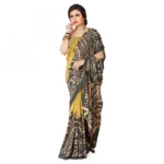 Women's Faux Georgette Saree With Blouse (Yellow, 5-6Mtrs)