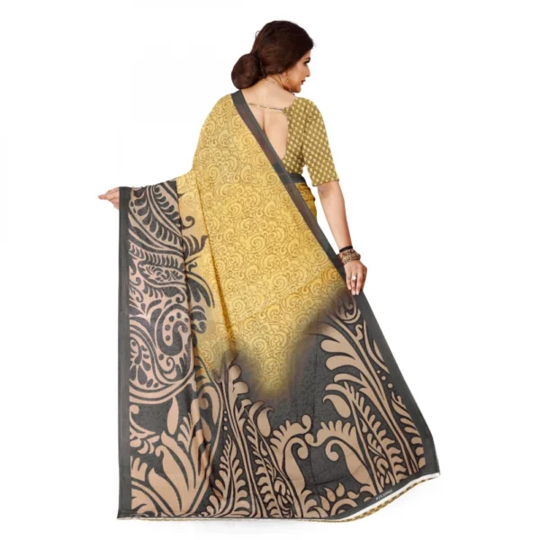Women's Faux Georgette Saree With Blouse (Yellow, 5-6Mtrs)