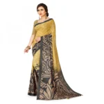 Women's Faux Georgette Saree With Blouse (Yellow, 5-6Mtrs)
