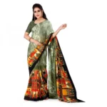 Women's Faux Georgette Saree With Blouse (Green, 5-6Mtrs)