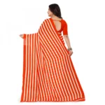 Women's Faux Georgette Saree With Blouse (Orange, 5-6Mtrs)