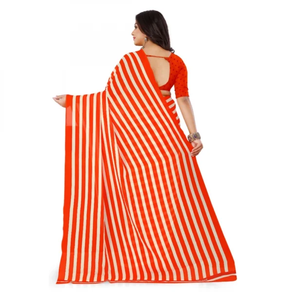 Women's Faux Georgette Saree With Blouse (Orange, 5-6Mtrs)