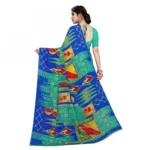 Women's Faux Georgette Saree With Blouse (Blue, 5-6Mtrs)