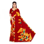 Women's Faux Georgette Saree With Blouse (Red , 5-6Mtrs)
