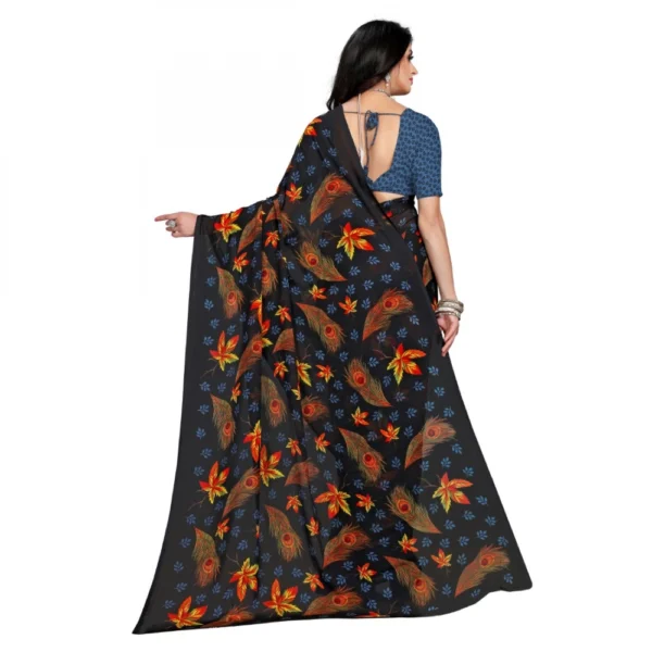 Women's Faux Georgette Saree With Blouse (Brown, 5-6Mtrs)