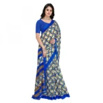 Women's Faux Georgette Saree With Blouse (Blue, 5-6Mtrs)