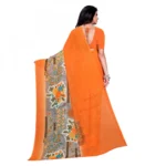 Women's Faux Georgette Saree With Blouse (Orange, 5-6Mtrs)