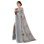 Women's Faux Georgette Saree With Blouse (Grey, 5-6Mtrs)