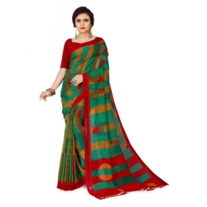 Women's Faux Georgette Saree With Blouse (Green, 5-6Mtrs)